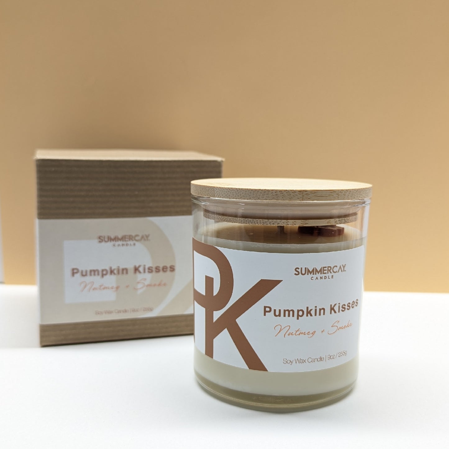 Pumpkin Kisses Scented Candle, Fall Spice & Smoke, SummerCay