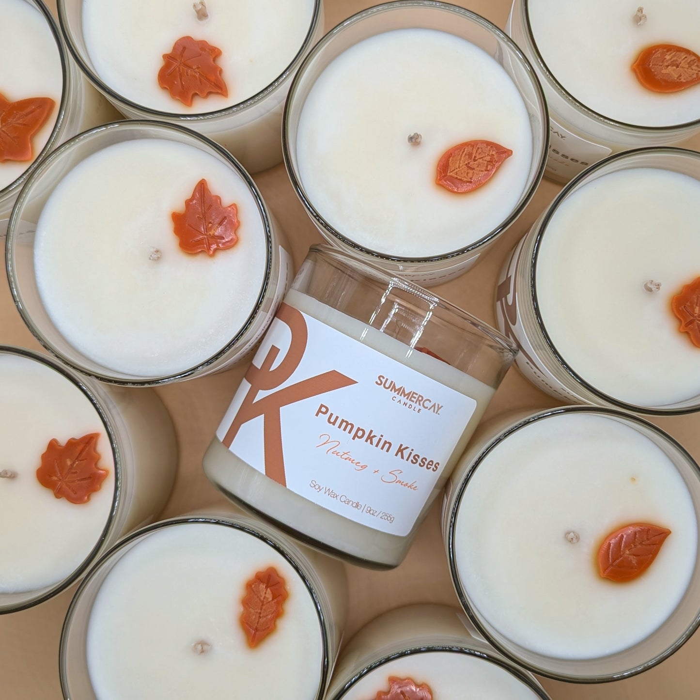 Pumpkin Kisses Scented Candle, Fall Spice & Smoke, SummerCay