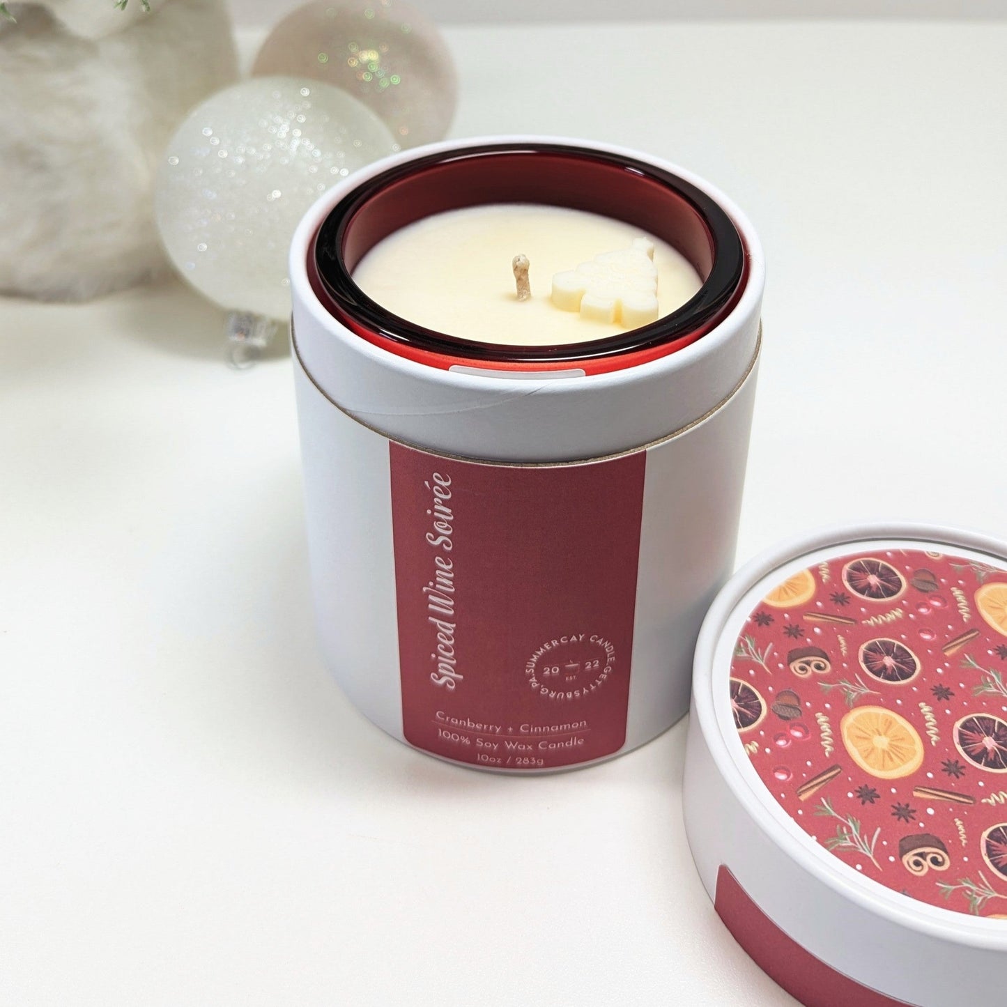 Spiced Wine Soirée Candle, Festive Holiday Scent, SummerCay